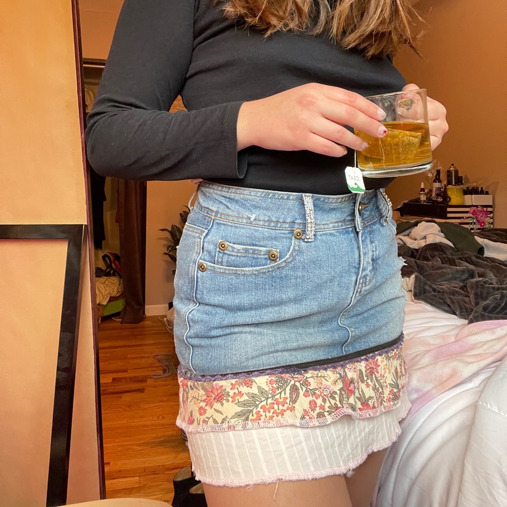 Y2K denim mini skirt